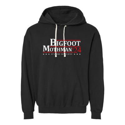 Bigfoot Mothman President 2024 Election Campaign Garment-Dyed Fleece Hoodie