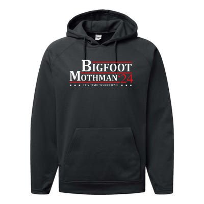 Bigfoot Mothman President 2024 Election Campaign Performance Fleece Hoodie