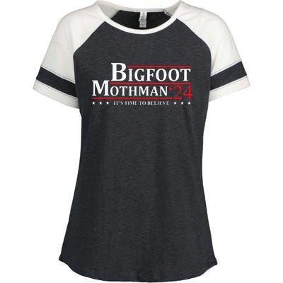 Bigfoot Mothman President 2024 Election Campaign Enza Ladies Jersey Colorblock Tee