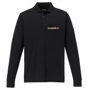 Baseball Mamaw Proud Ball Mamaw Baseball Pride Gift Performance Long Sleeve Polo