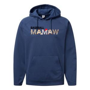 Baseball Mamaw Proud Ball Mamaw Baseball Pride Gift Performance Fleece Hoodie