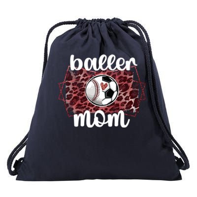 Baller Mom Proud Baseball Soccer Player Mama Ball Mother Gift Drawstring Bag