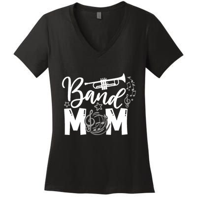 Band Mom Proud Band Mom Musical Marching Band Trumpet Women's V-Neck T-Shirt