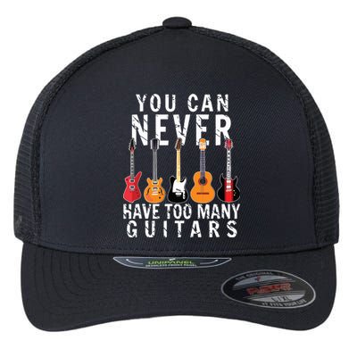 Bass Musician Pick You Can Never Have Too Many Guitars Flexfit Unipanel Trucker Cap