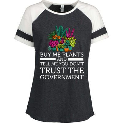 Buy Me Plants And Tell Me You Don't Trust The Government Enza Ladies Jersey Colorblock Tee