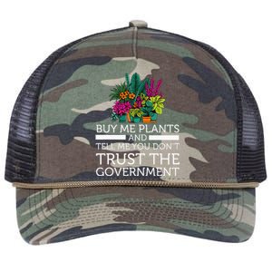 Buy Me Plants And Tell Me You Don't Trust The Government Retro Rope Trucker Hat Cap