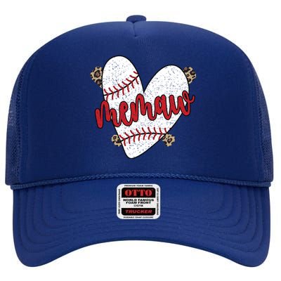 Baseball Memaw Proud Baseball Player Memaw Funny Gift High Crown Mesh Back Trucker Hat