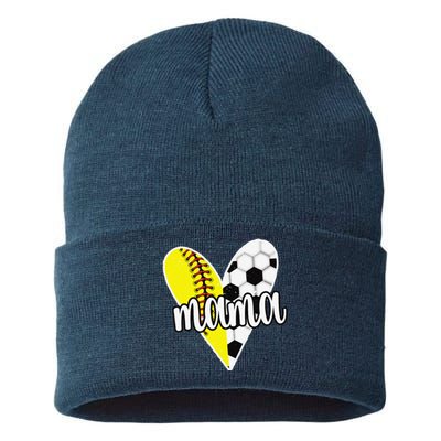 Baller Mama Proud Soccer Softball Player Ball Mom Sustainable Knit Beanie