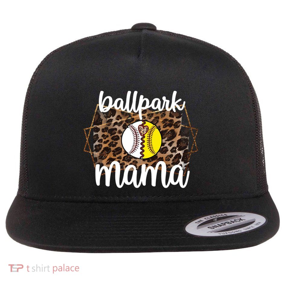 Ballpark Mama Proud Baseball Softball Player Baller Mom Gift Flat Bill Trucker Hat