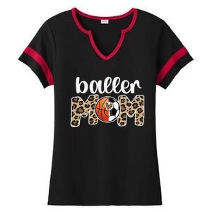 Baller Mom Proud Basketball Soccer Player Mother Ladies Halftime Notch Neck Tee