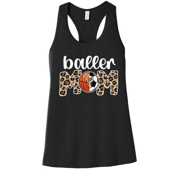 Baller Mom Proud Basketball Soccer Player Mother Women's Racerback Tank