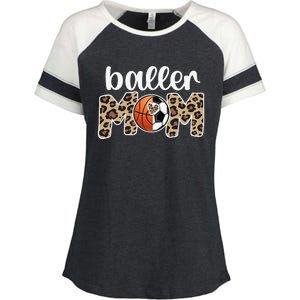 Baller Mom Proud Basketball Soccer Player Mother Enza Ladies Jersey Colorblock Tee