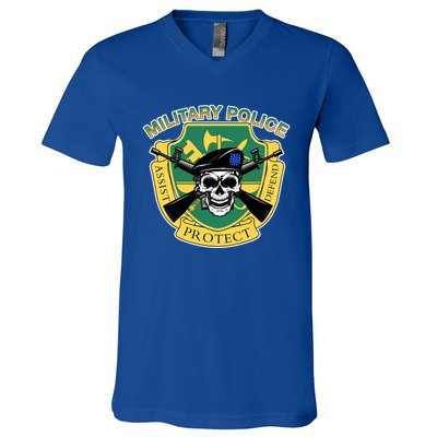 Badgiftass Military Police Skull Gift V-Neck T-Shirt