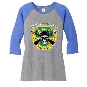 Badgiftass Military Police Skull Gift Women's Tri-Blend 3/4-Sleeve Raglan Shirt