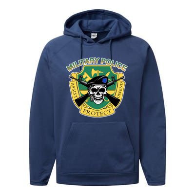 Badgiftass Military Police Skull Gift Performance Fleece Hoodie