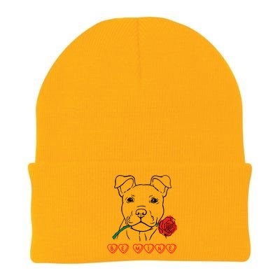 Be Mine Puppy With Rose Sweetheart Valentines Gift Knit Cap Winter Beanie