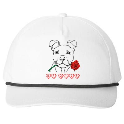 Be Mine Puppy With Rose Sweetheart Valentines Gift Snapback Five-Panel Rope Hat