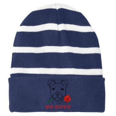 Be Mine Puppy With Rose Sweetheart Valentines Gift Striped Beanie with Solid Band