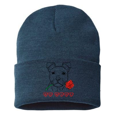 Be Mine Puppy With Rose Sweetheart Valentines Gift Sustainable Knit Beanie