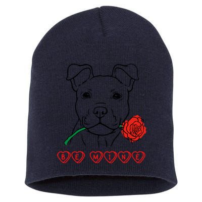 Be Mine Puppy With Rose Sweetheart Valentines Gift Short Acrylic Beanie