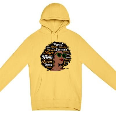 Black Mom Queen Afro African Dope Black Mother Melanin Cute Gift Premium Pullover Hoodie