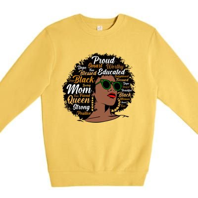 Black Mom Queen Afro African Dope Black Mother Melanin Cute Gift Premium Crewneck Sweatshirt