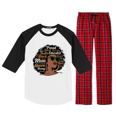 Black Mom Queen Afro African Dope Black Mother Melanin Cute Gift Raglan Sleeve Pajama Set