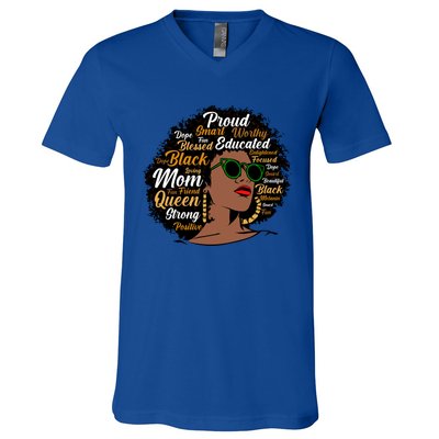 Black Mom Queen Afro African Dope Black Mother Melanin Cute Gift V-Neck T-Shirt