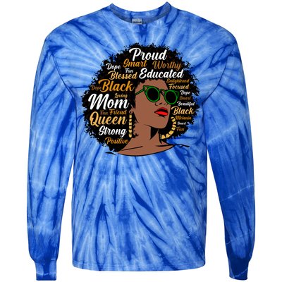 Black Mom Queen Afro African Dope Black Mother Melanin Cute Gift Tie-Dye Long Sleeve Shirt