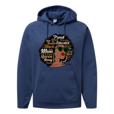 Black Mom Queen Afro African Dope Black Mother Melanin Cute Gift Performance Fleece Hoodie