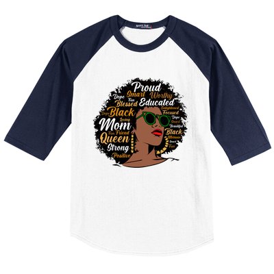 Black Mom Queen Afro African Dope Black Mother Melanin Cute Gift Baseball Sleeve Shirt