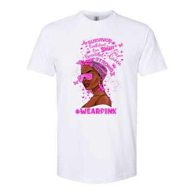 Black Melanin Queen Wear Pink Breast Cancer Warriors Gift Softstyle® CVC T-Shirt