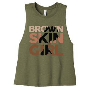 Black Melanin Queen Magic Brown Skin Girl Juneteenth Wo Women's Racerback Cropped Tank