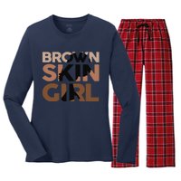 Black Melanin Queen Magic Brown Skin Girl Juneteenth Wo Women's Long Sleeve Flannel Pajama Set 