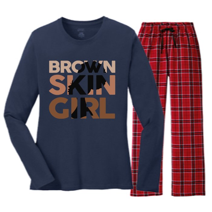 Black Melanin Queen Magic Brown Skin Girl Juneteenth Wo Women's Long Sleeve Flannel Pajama Set 