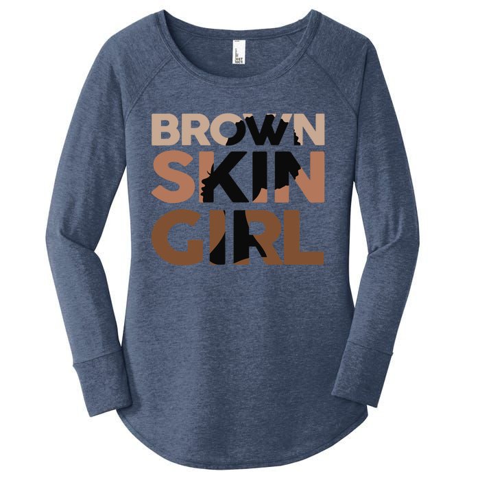 Black Melanin Queen Magic Brown Skin Girl Juneteenth Wo Women's Perfect Tri Tunic Long Sleeve Shirt