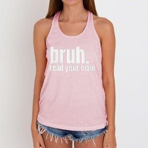 Bruh Meme Read Your Bible God Funny Modern Christian Church Women's Knotted Racerback Tank