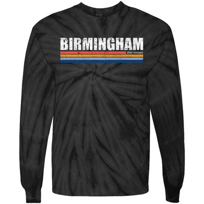 Birmingham Michigan Retro Tie-Dye Long Sleeve Shirt