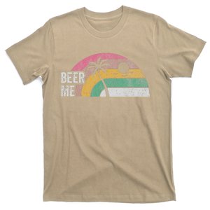 Beer Me Retro Sunset Palm Tree Vibes T-Shirt