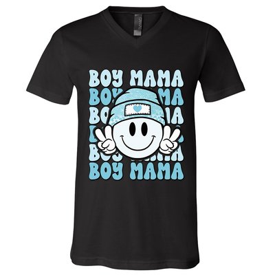 Boy Mama Retro Gift For Mother Mom Of Sons V-Neck T-Shirt