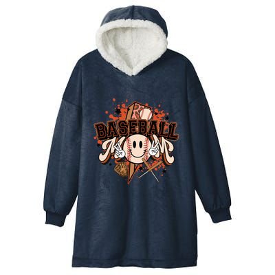 Baseball Mom Retro Baseball Mom Vibe Baseball Mommy Gift Hooded Wearable Blanket