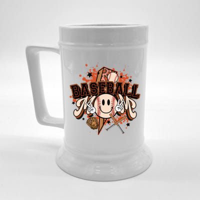 Baseball Mom Retro Baseball Mom Vibe Baseball Mommy Gift Beer Stein