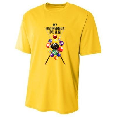 Billiards My Retirement Plan Play Pool Funny Retired Player Great Gift Youth Performance Sprint T-Shirt