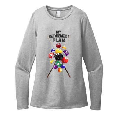 Billiards My Retirement Plan Play Pool Funny Retired Player Great Gift Womens CVC Long Sleeve Shirt