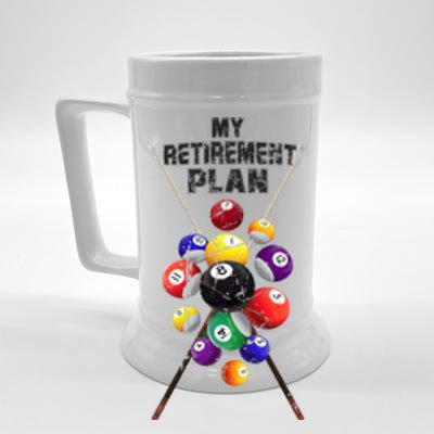 Billiards My Retirement Plan Play Pool Funny Retired Player Great Gift Beer Stein