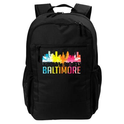 Baltimore Maryland Retro Watercolor Skyline Art Souvenir Daily Commute Backpack