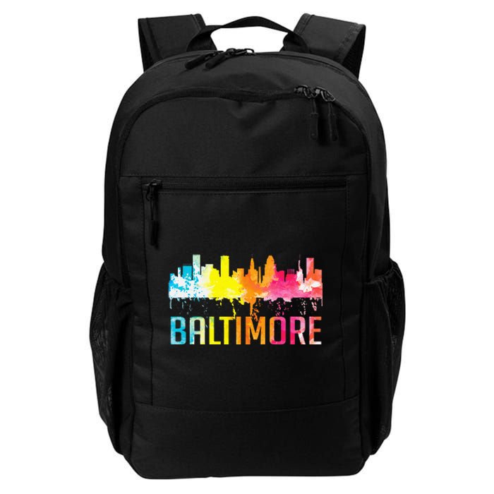 Baltimore Maryland Retro Watercolor Skyline Art Souvenir Daily Commute Backpack