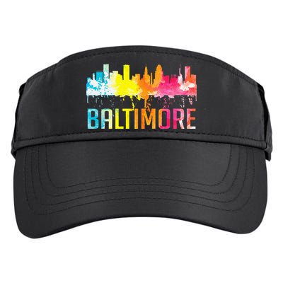 Baltimore Maryland Retro Watercolor Skyline Art Souvenir Adult Drive Performance Visor