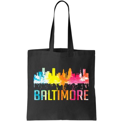 Baltimore Maryland Retro Watercolor Skyline Art Souvenir Tote Bag