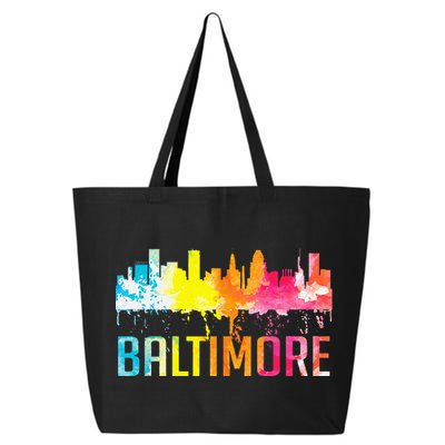 Baltimore Maryland Retro Watercolor Skyline Art Souvenir 25L Jumbo Tote